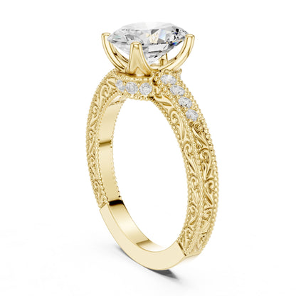 Round Lab Grown Diamond Vintage Engagement Ring