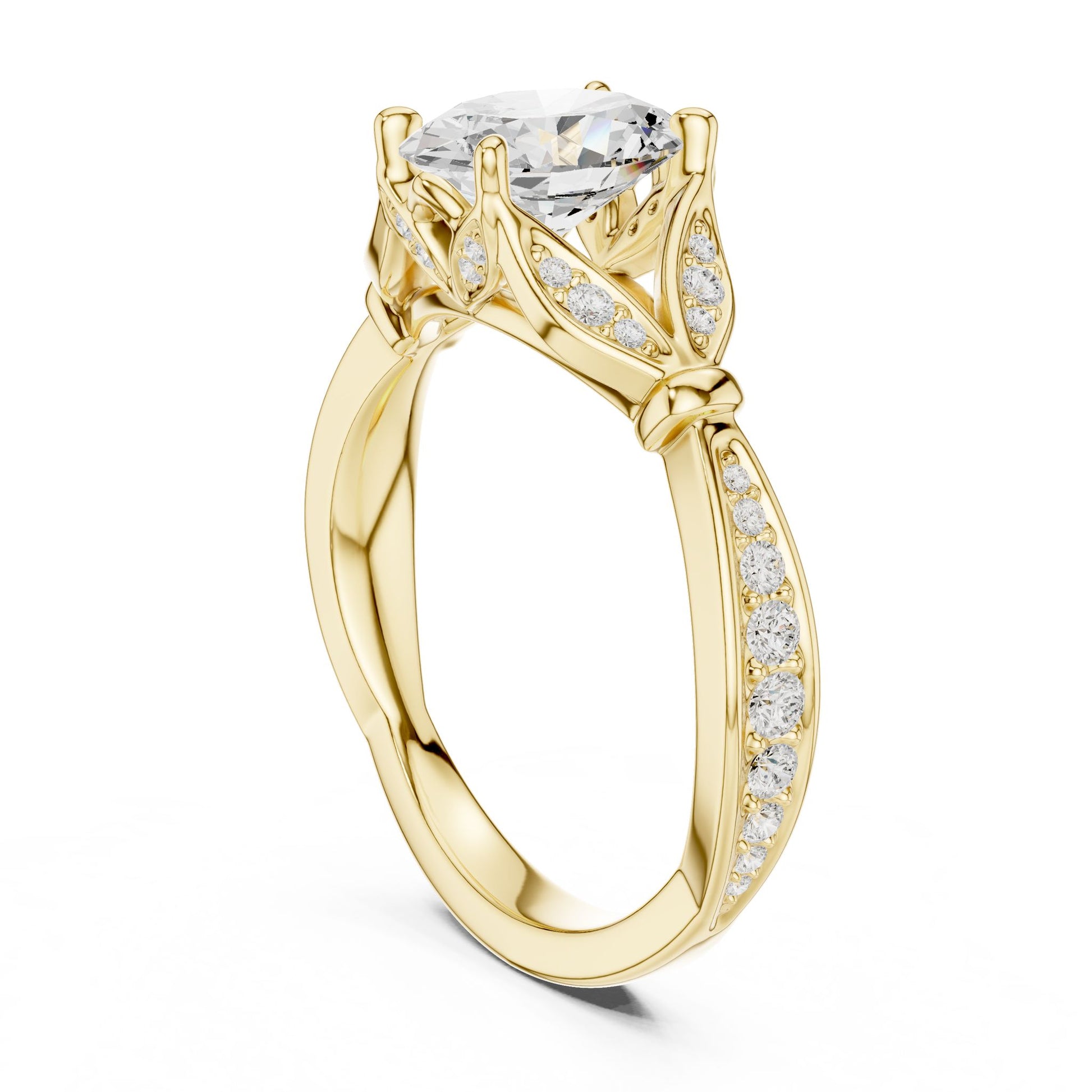 Round Lab Grown Diamond Vintage Engagement Ring