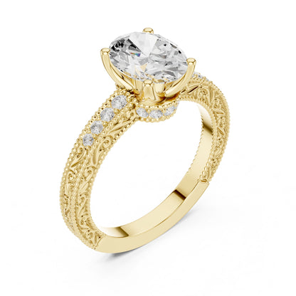 Round Lab Grown Diamond Vintage Engagement Ring