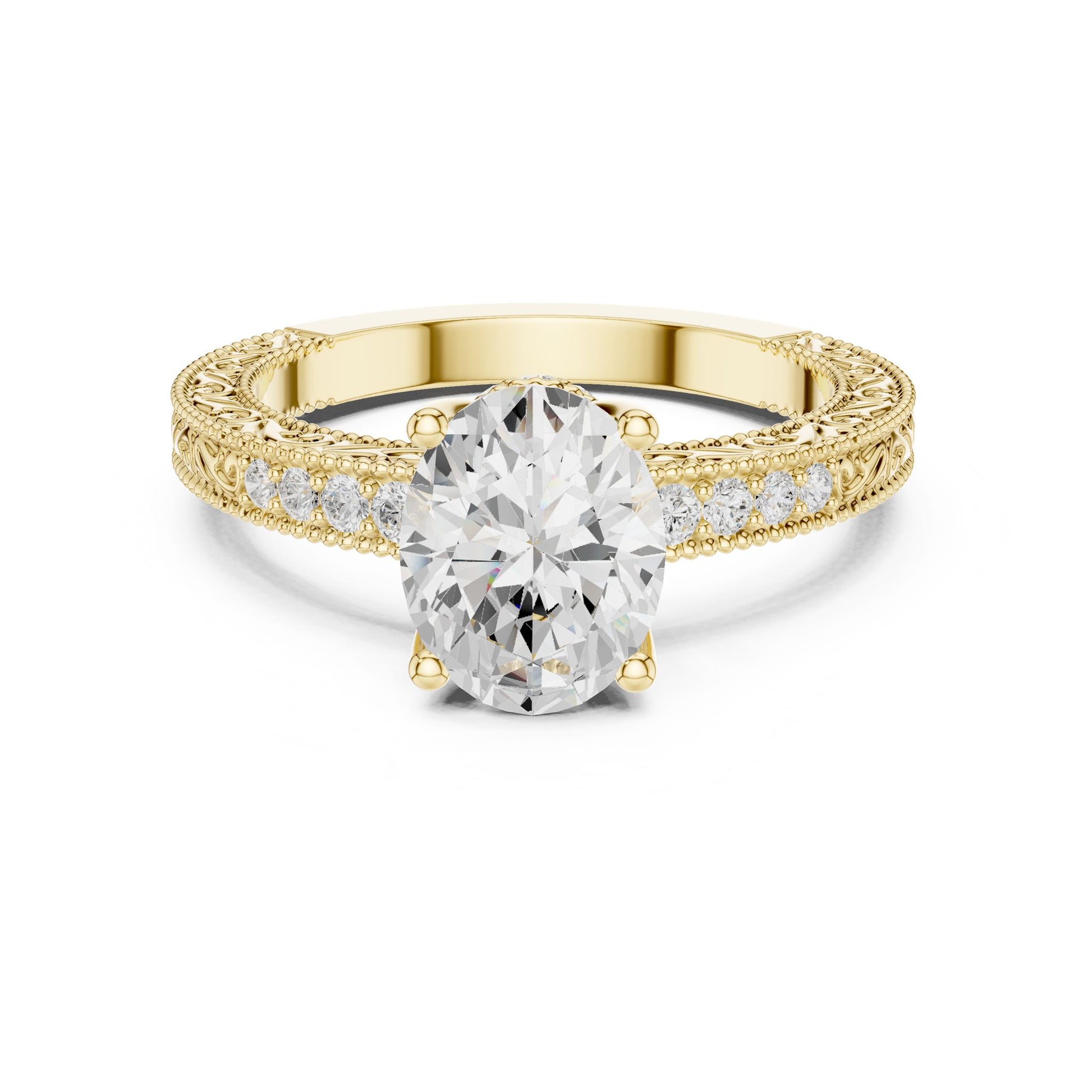 Round Lab Grown Diamond Vintage Engagement Ring