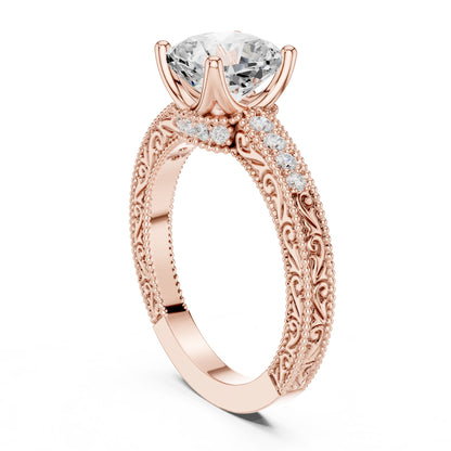 Round Lab Grown Diamond Vintage Engagement Ring