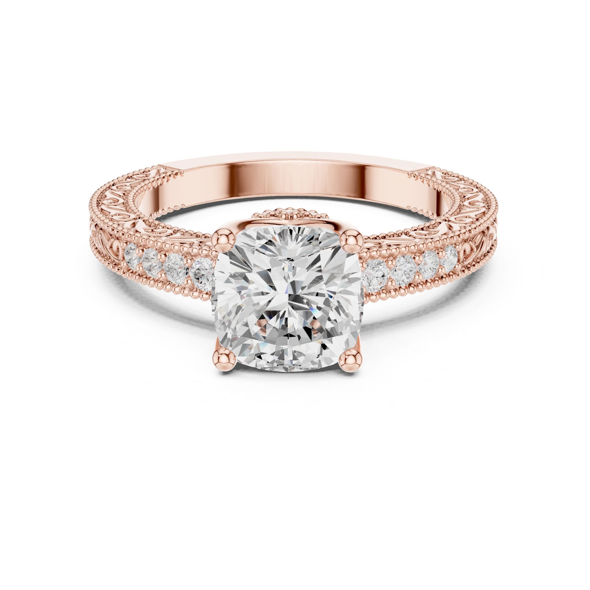 Round Lab Grown Diamond Vintage Engagement Ring