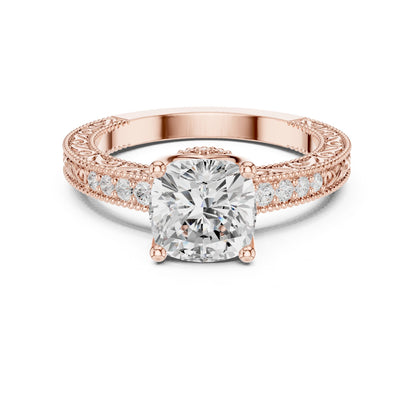 Round Lab Grown Diamond Vintage Engagement Ring
