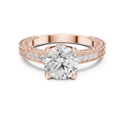 Round Lab Grown Diamond Vintage Engagement Ring