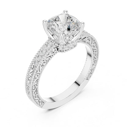 Round Lab Grown Diamond Vintage Engagement Ring