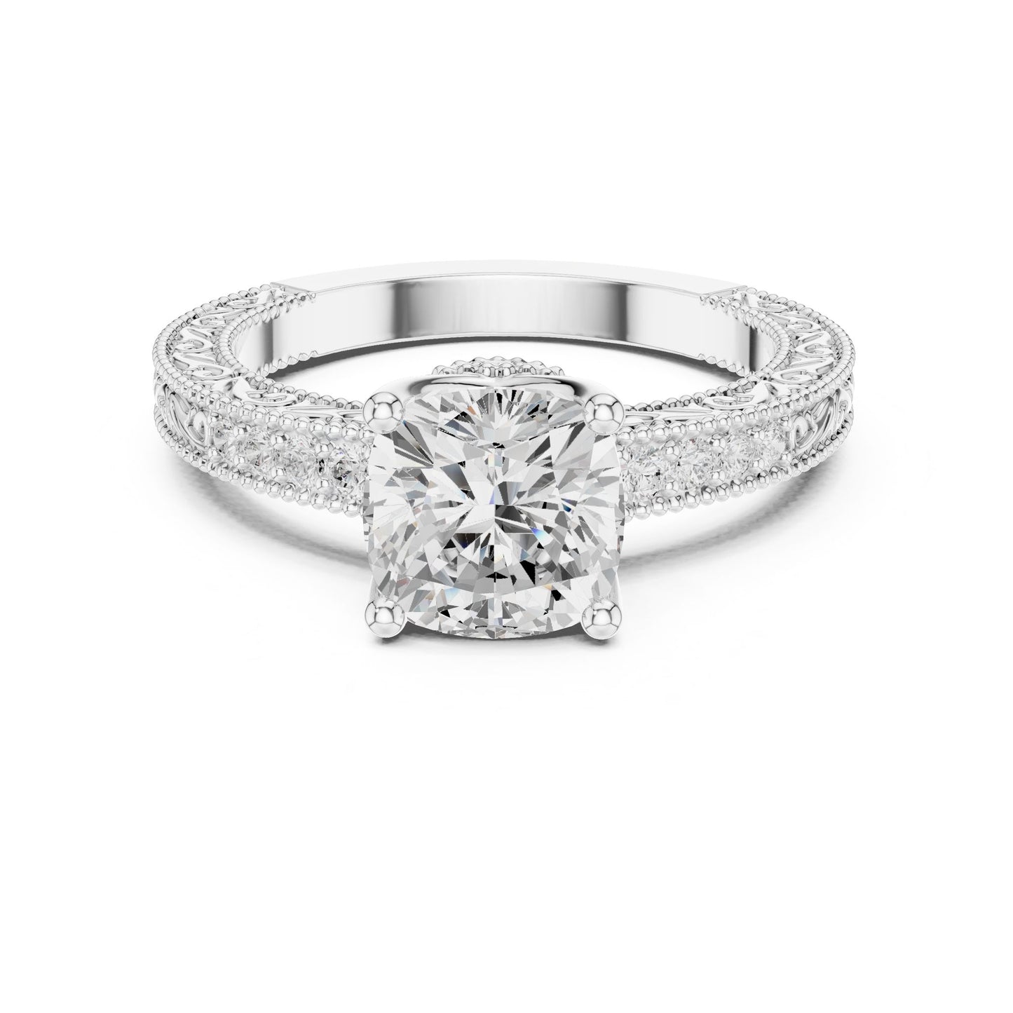 Round Lab Grown Diamond Vintage Engagement Ring