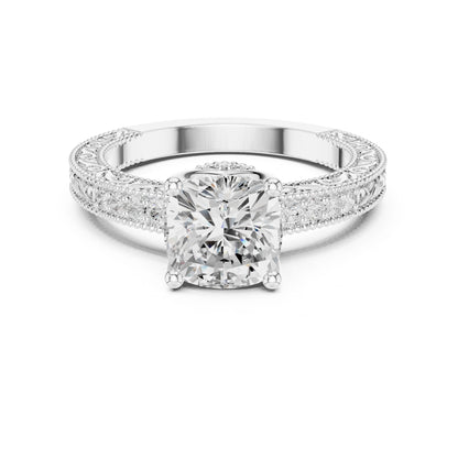 Round Lab Grown Diamond Vintage Engagement Ring