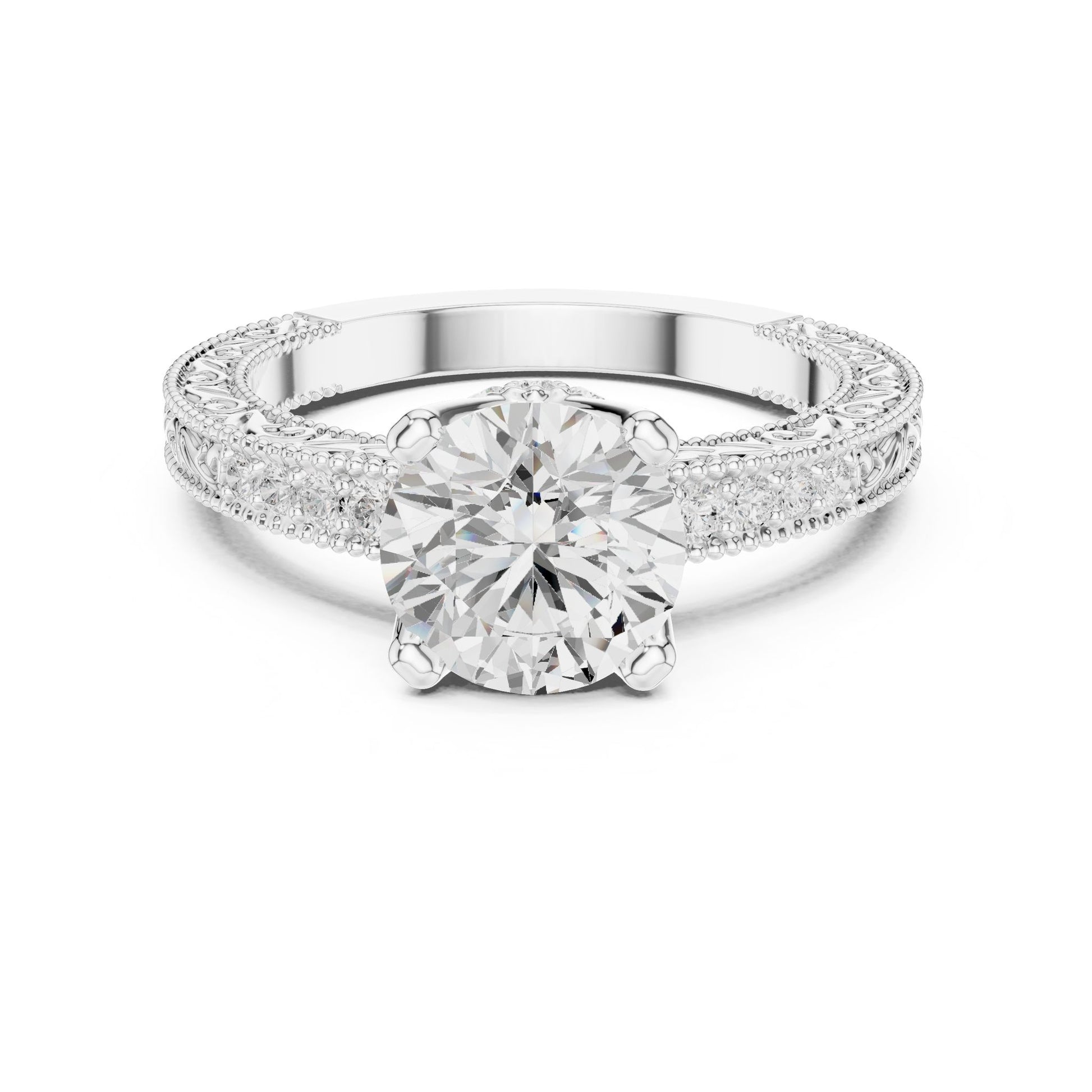 Round Lab Grown Diamond Vintage Engagement Ring