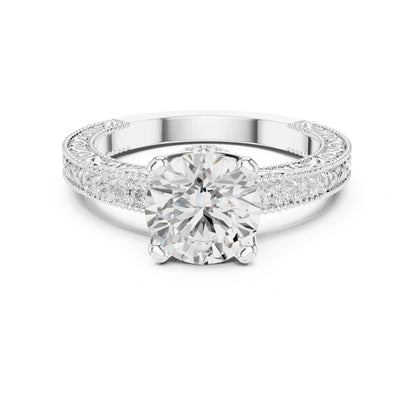 Round Lab Grown Diamond Vintage Engagement Ring