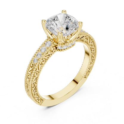 Round Lab Grown Diamond Vintage Engagement Ring