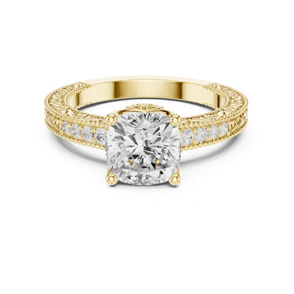 Round Lab Grown Diamond Vintage Engagement Ring