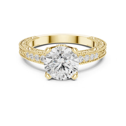 Round Lab Grown Diamond Vintage Engagement Ring