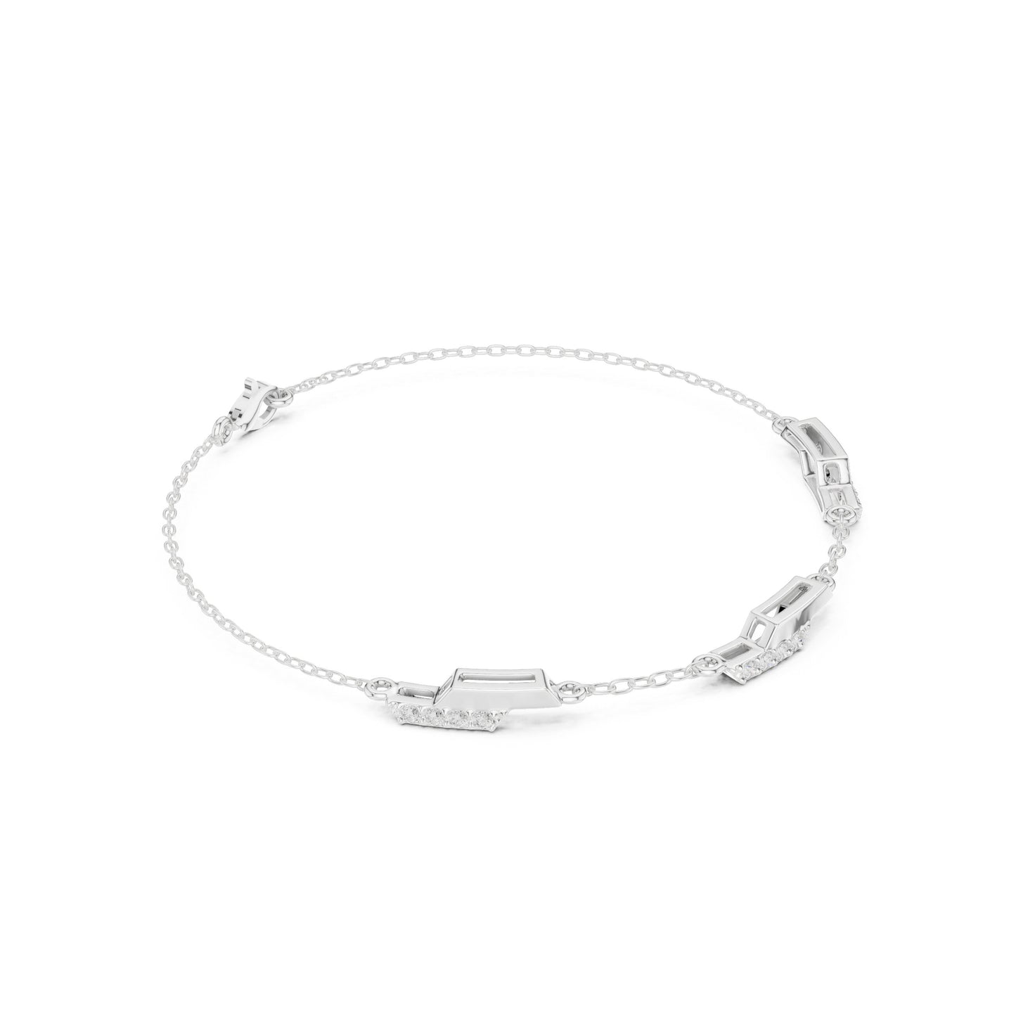 Emerald Chain Lab Grown Diamond Bracelet