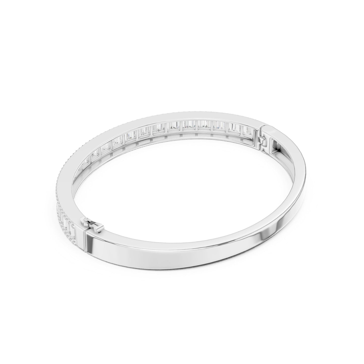 Emerald Bangle Lab Grown Diamond Bracelet
