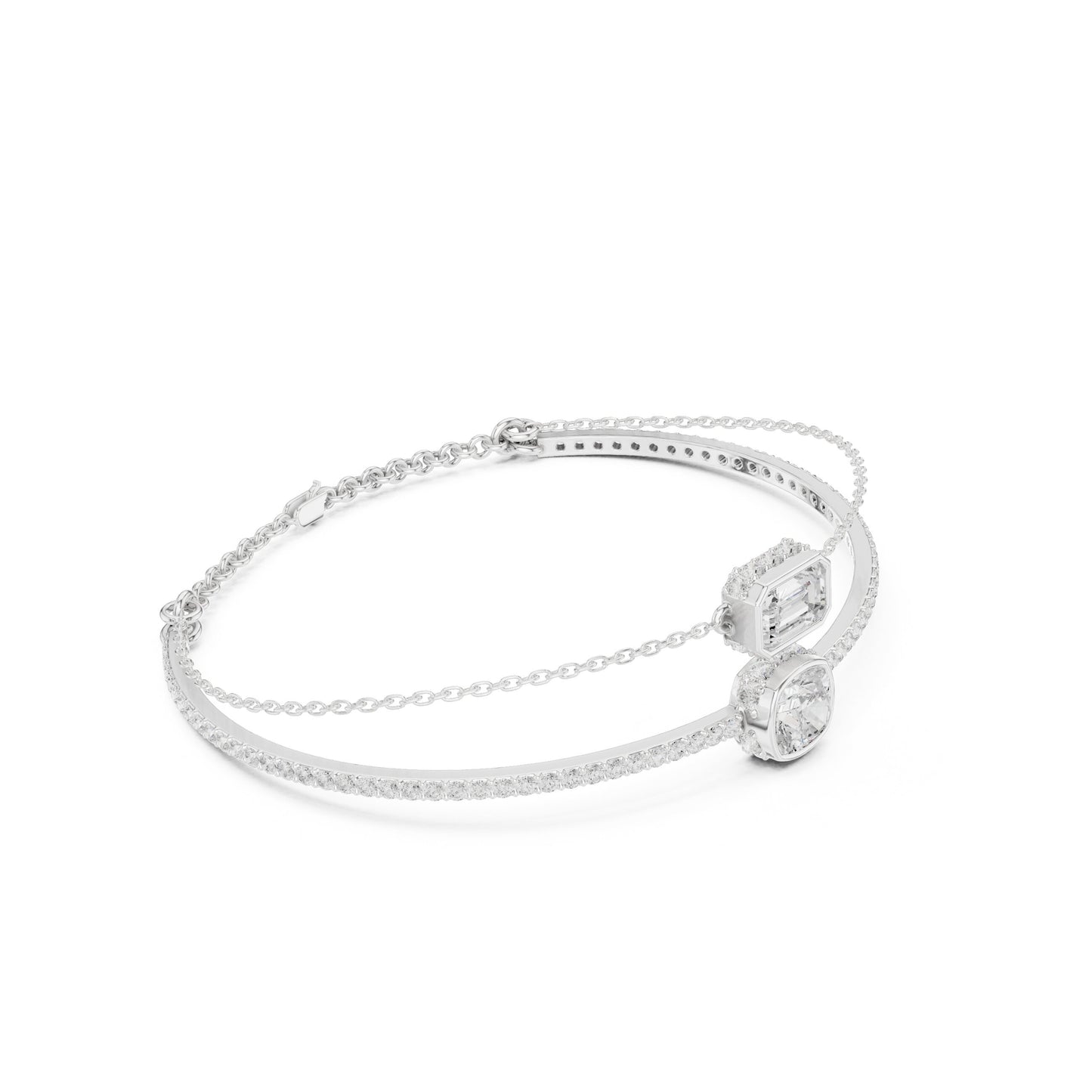 Mixed Shape Lab Grown Diamond Bangle Bracelet