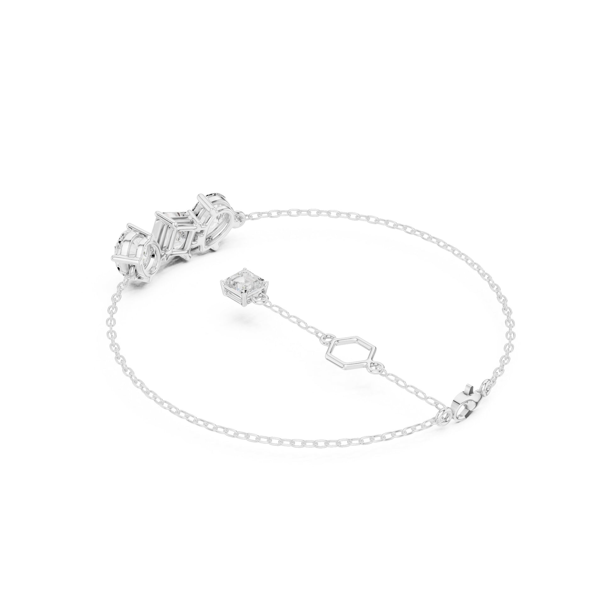 Emerald Chain Lab Grown Diamond Bracelet