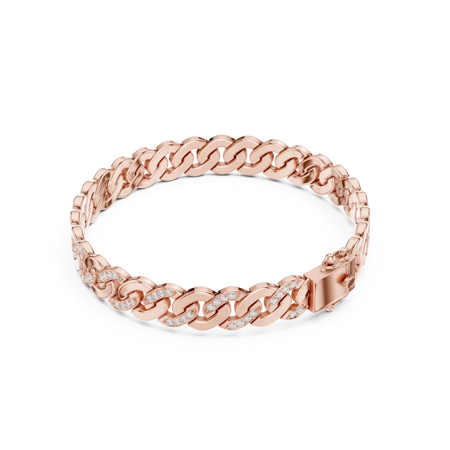 Men's Round Link Lab Grown Diamond Bracelet