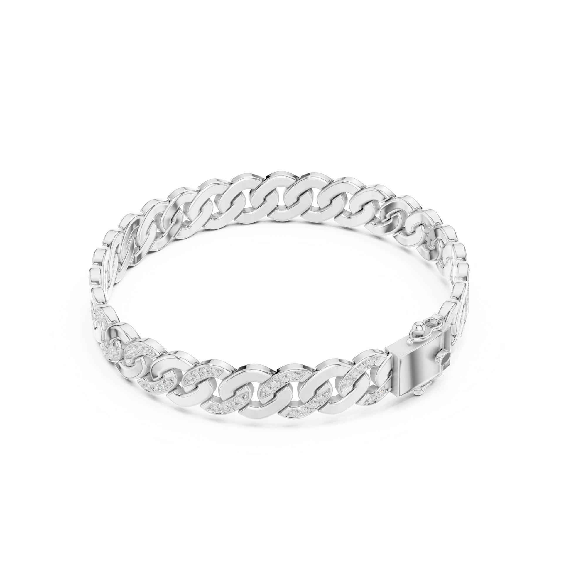 Men's Round Link Lab Grown Diamond Bracelet