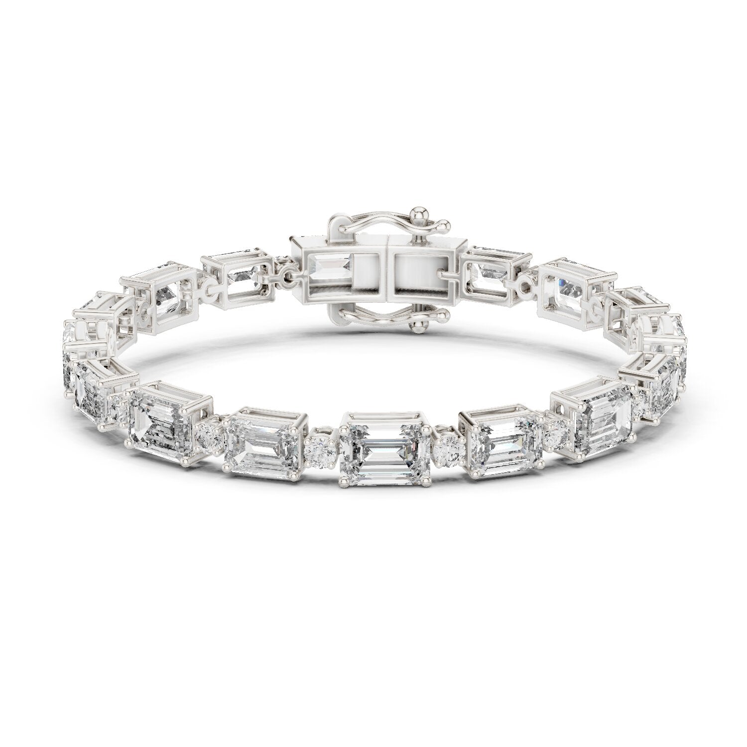 Emerald Tennis Lab Grown Diamond Bracelet