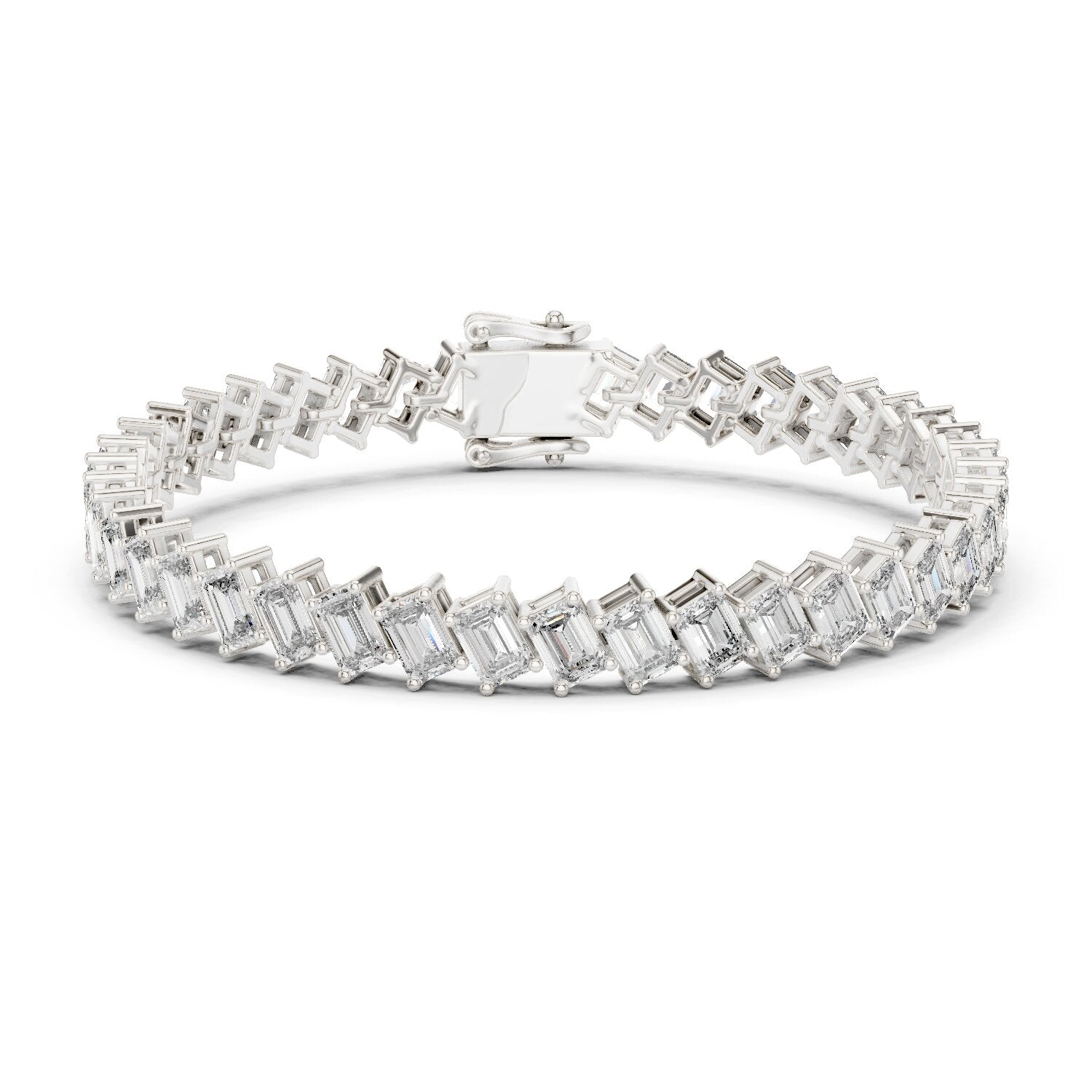 Emerald Tennis Lab Grown Diamond Bracelet