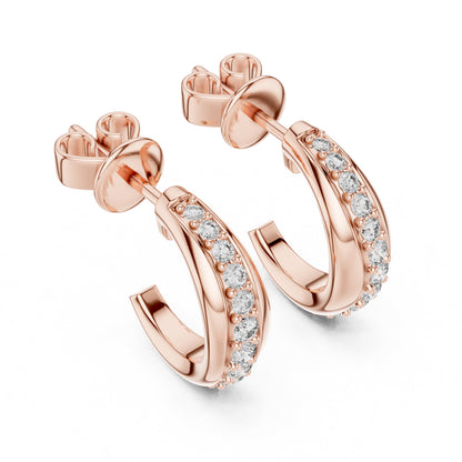 Round Huggie Lab Grown Diamond Earrings