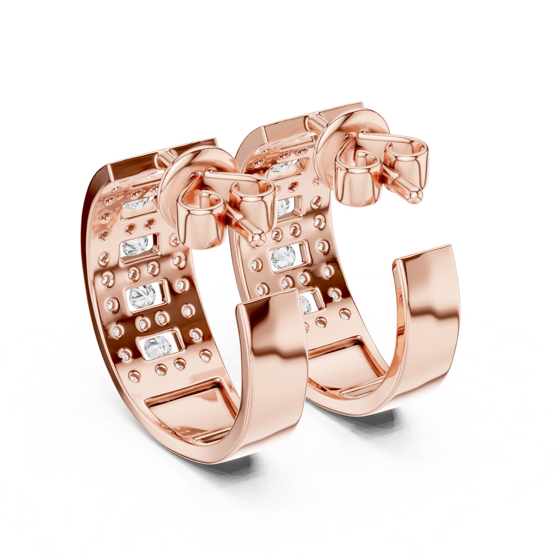 Round Huggie Lab Grown Diamond Earrings