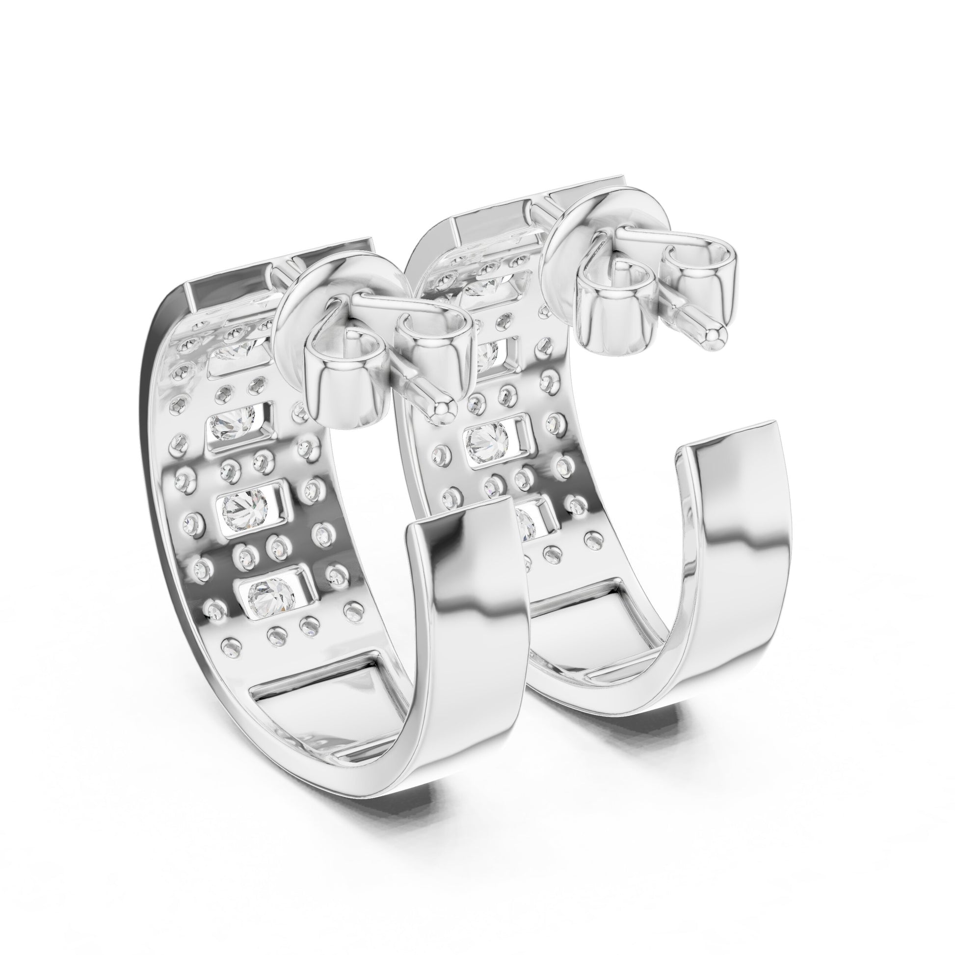 Round Huggie Lab Grown Diamond Earrings