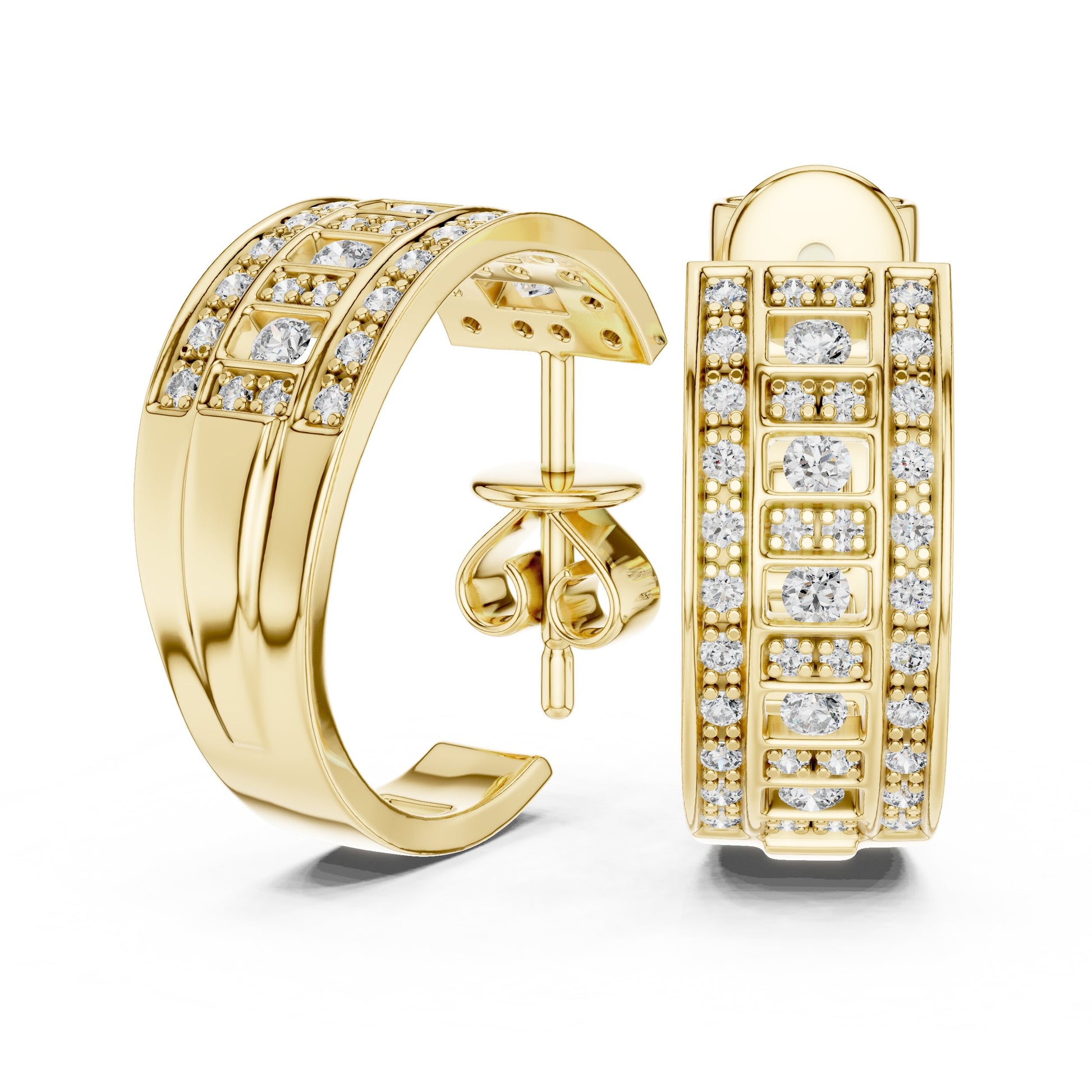 Round Huggie Lab Grown Diamond Earrings