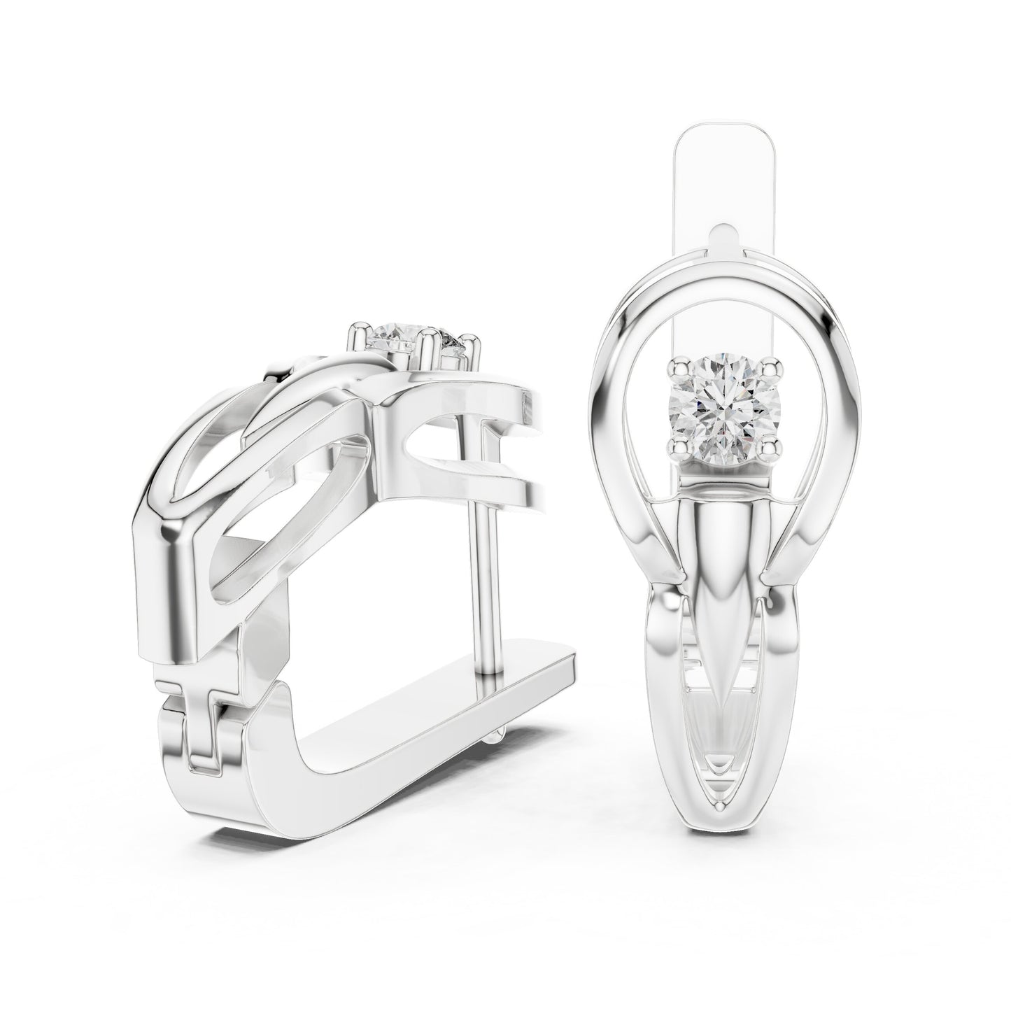 Round Huggie Lab Grown Diamond Earrings