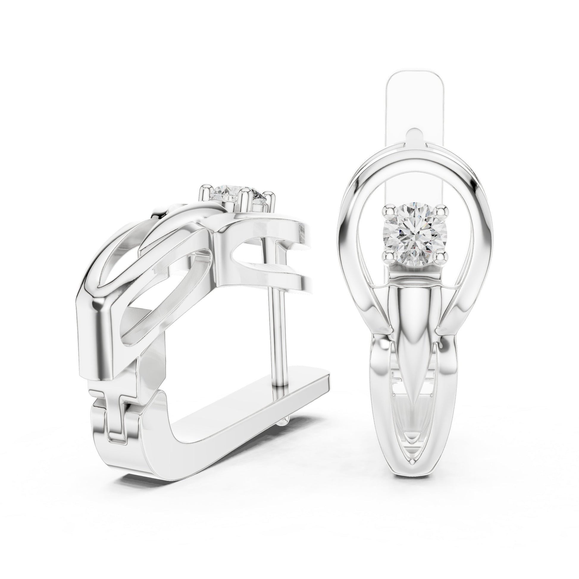 Round Huggie Lab Grown Diamond Earrings