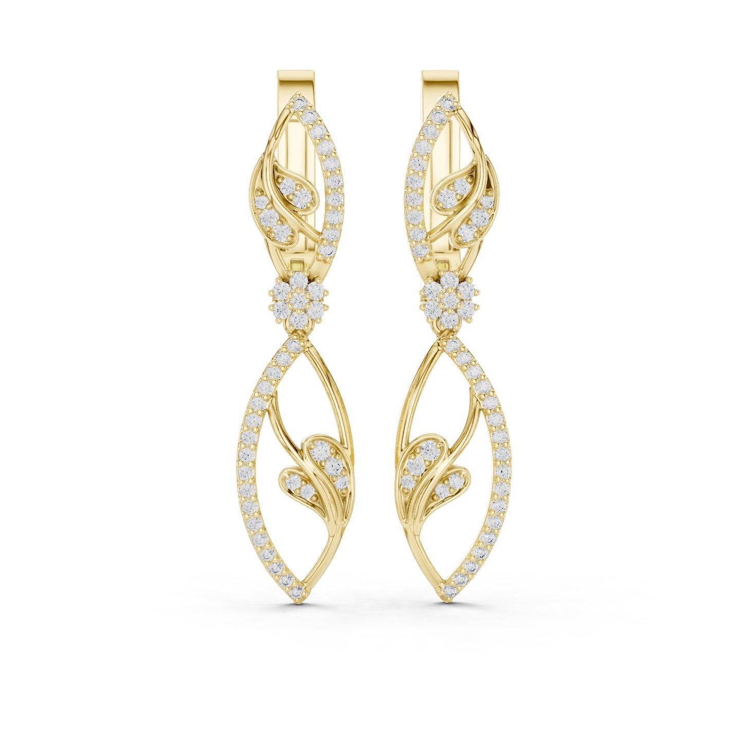 Mixed Shape Lab Grown Diamond Dangle Earrings