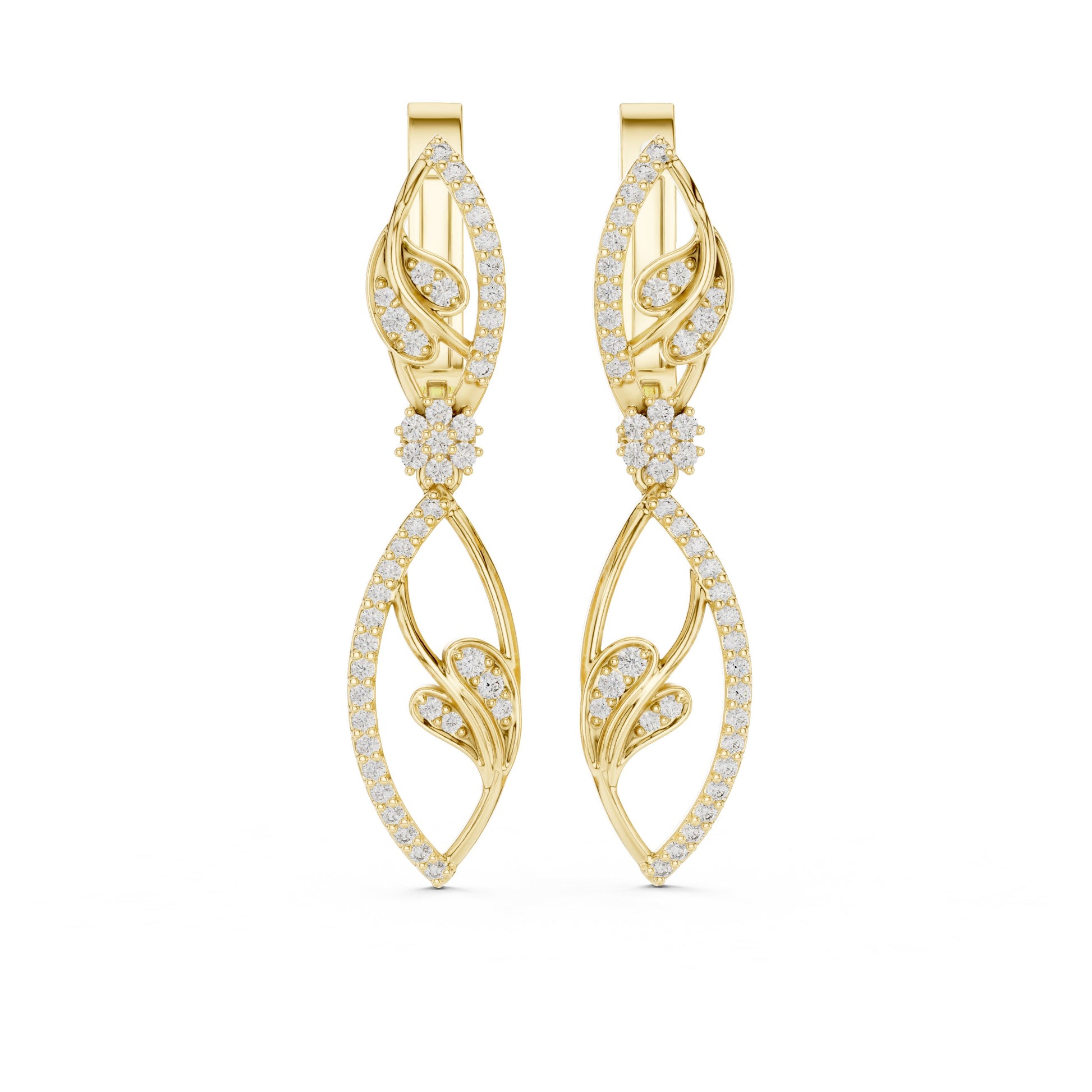 Mixed Shape Lab Grown Diamond Dangle Earrings
