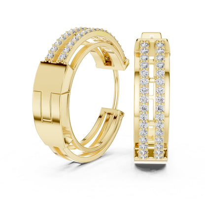 Round Huggie Lab Grown Diamond Earrings