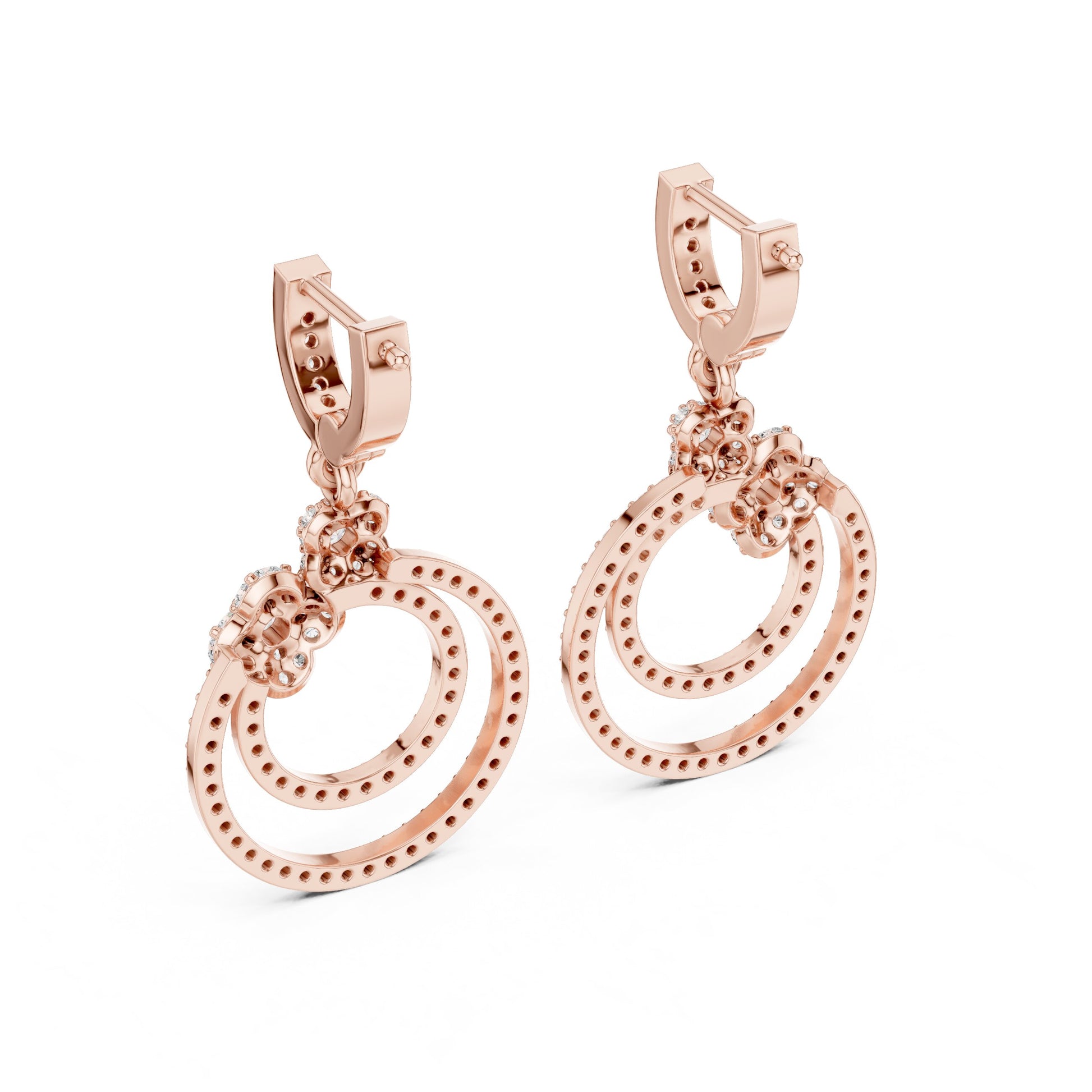 Round Dangle Lab Grown Diamond Earrings
