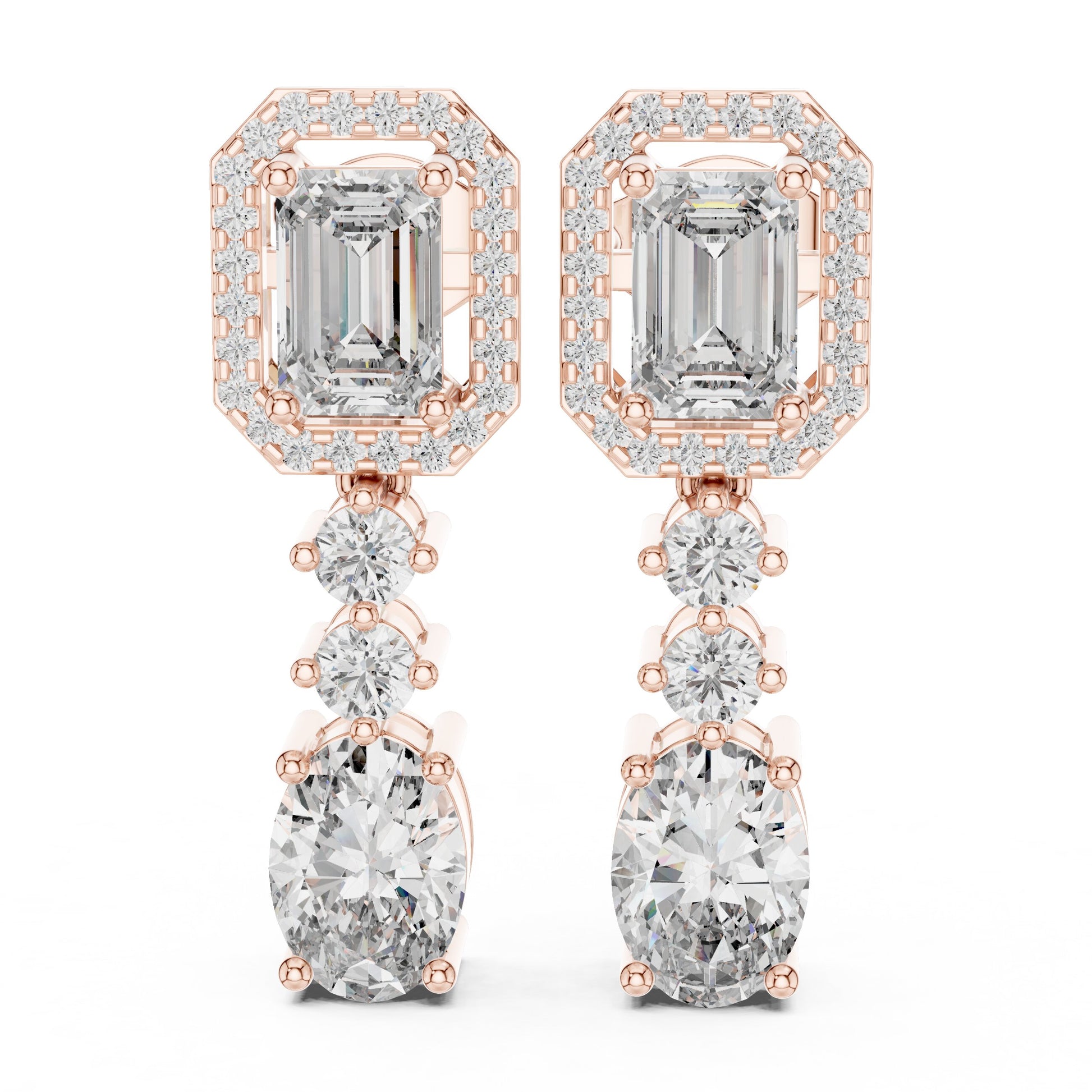 Mixed Shape Lab Grown Diamond Dangle Earrings