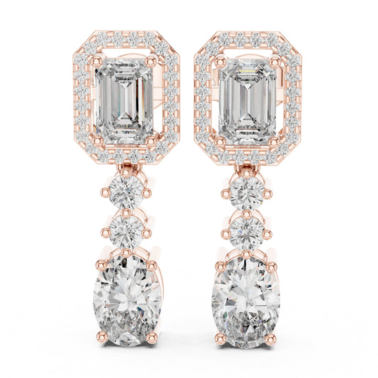 Mixed Shape Lab Grown Diamond Dangle Earrings