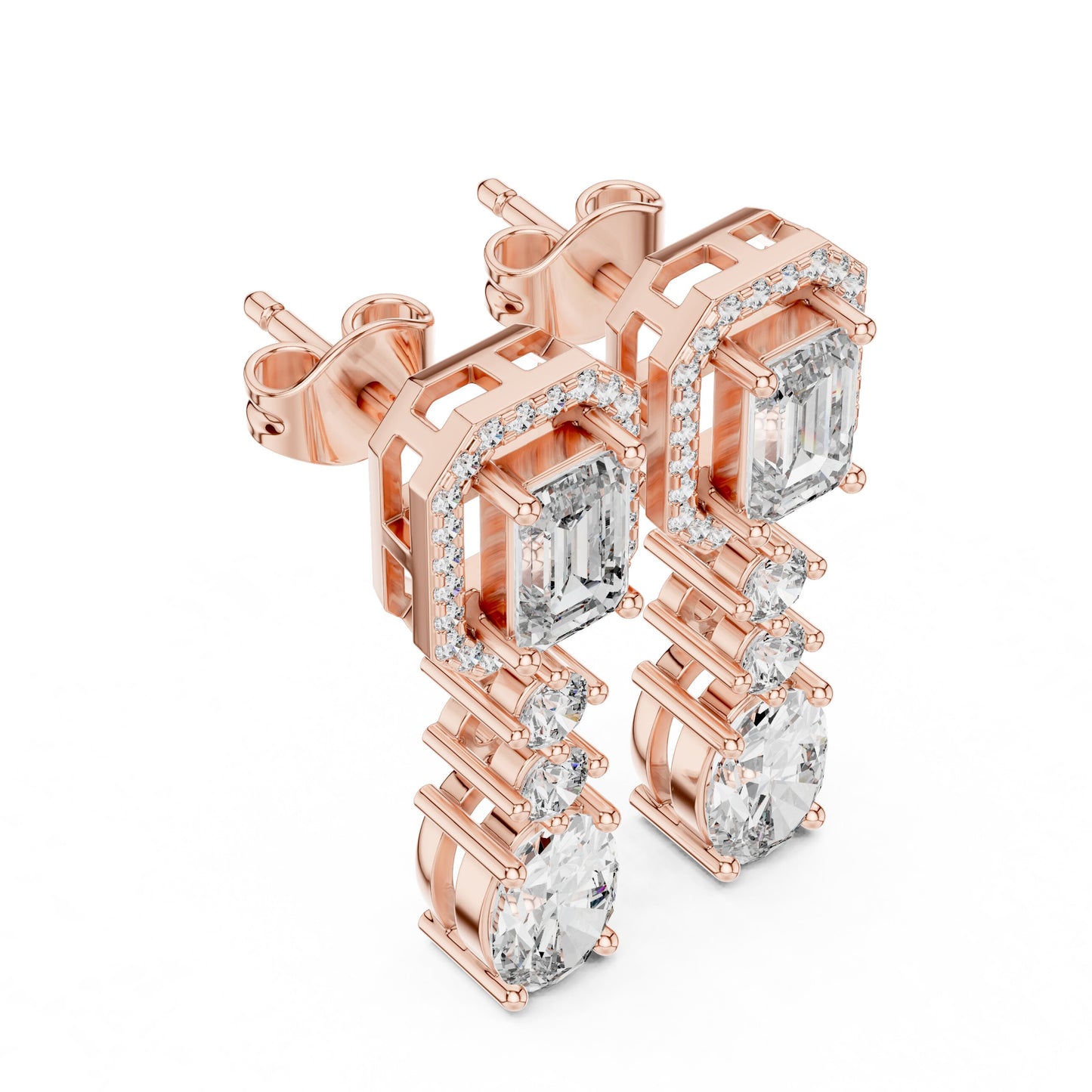 Mixed Shape Lab Grown Diamond Dangle Earrings