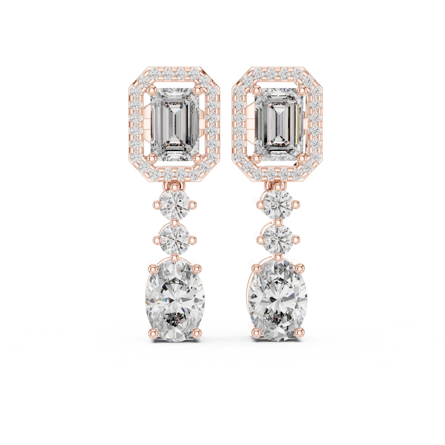 Mixed Shape Lab Grown Diamond Dangle Earrings