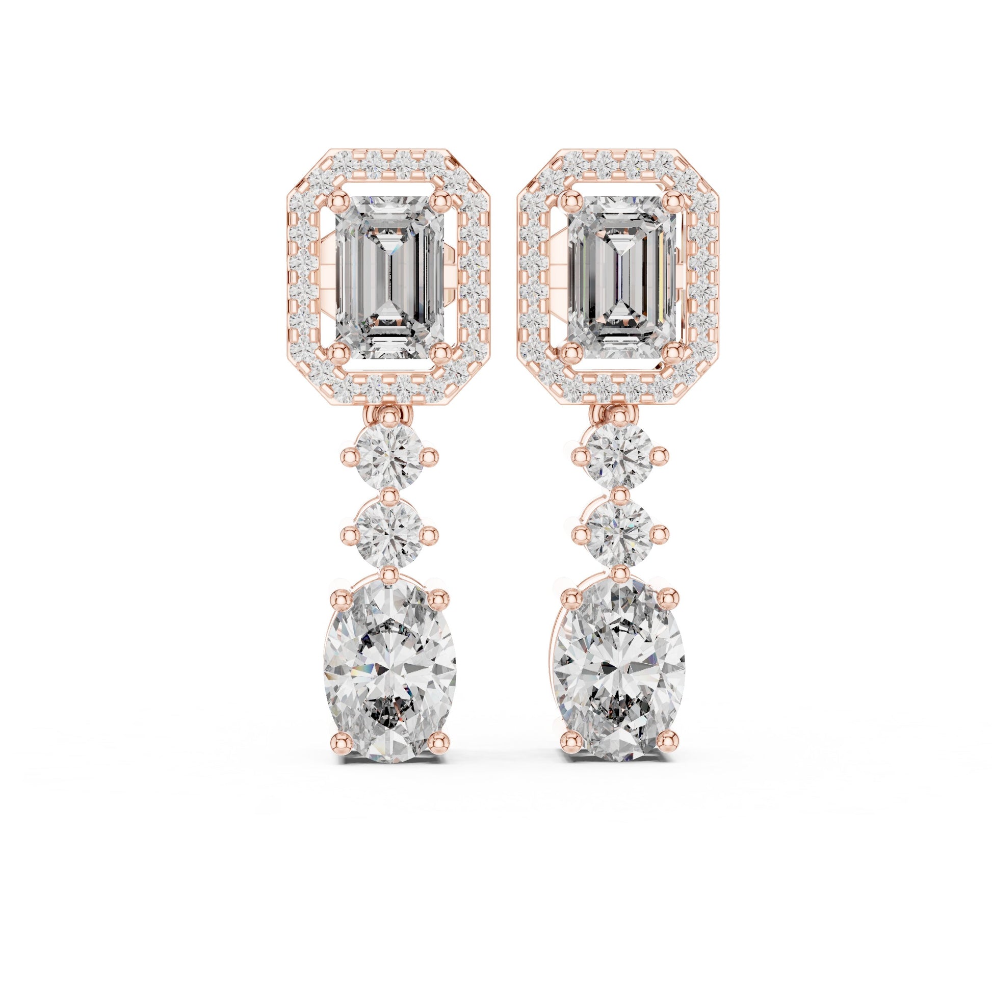 Mixed Shape Lab Grown Diamond Dangle Earrings
