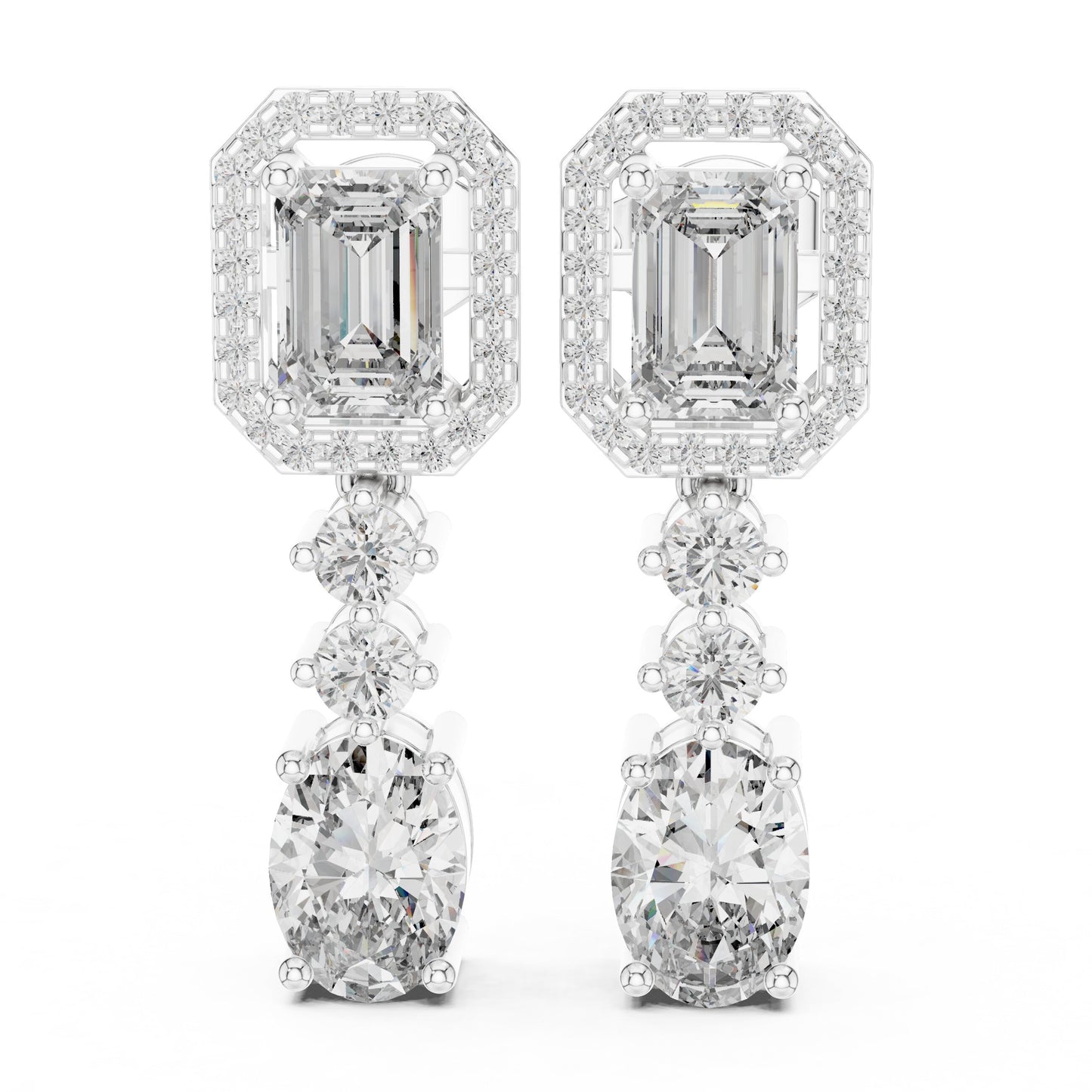 Mixed Shape Lab Grown Diamond Dangle Earrings