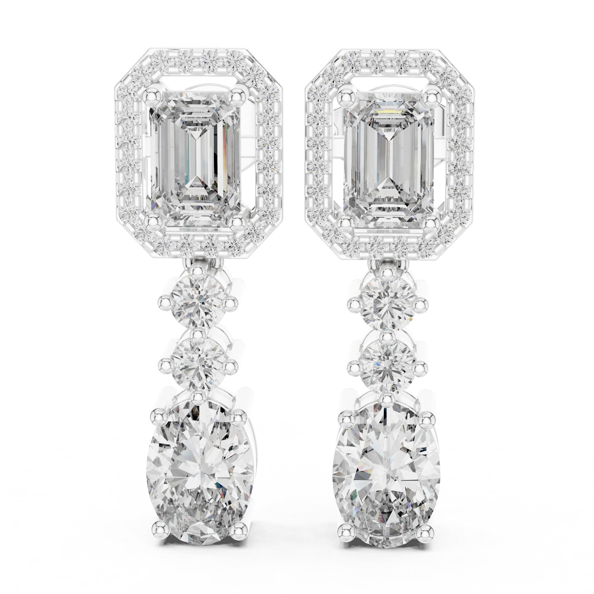 Mixed Shape Lab Grown Diamond Dangle Earrings