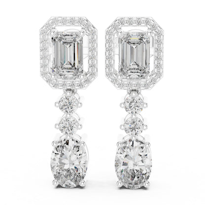 Mixed Shape Lab Grown Diamond Dangle Earrings