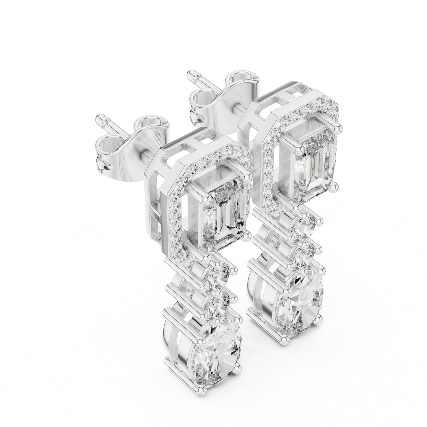 Mixed Shape Lab Grown Diamond Dangle Earrings