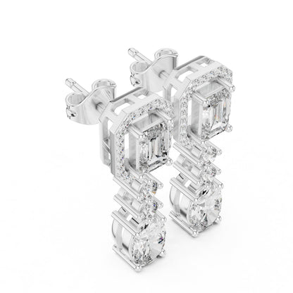 Mixed Shape Lab Grown Diamond Dangle Earrings