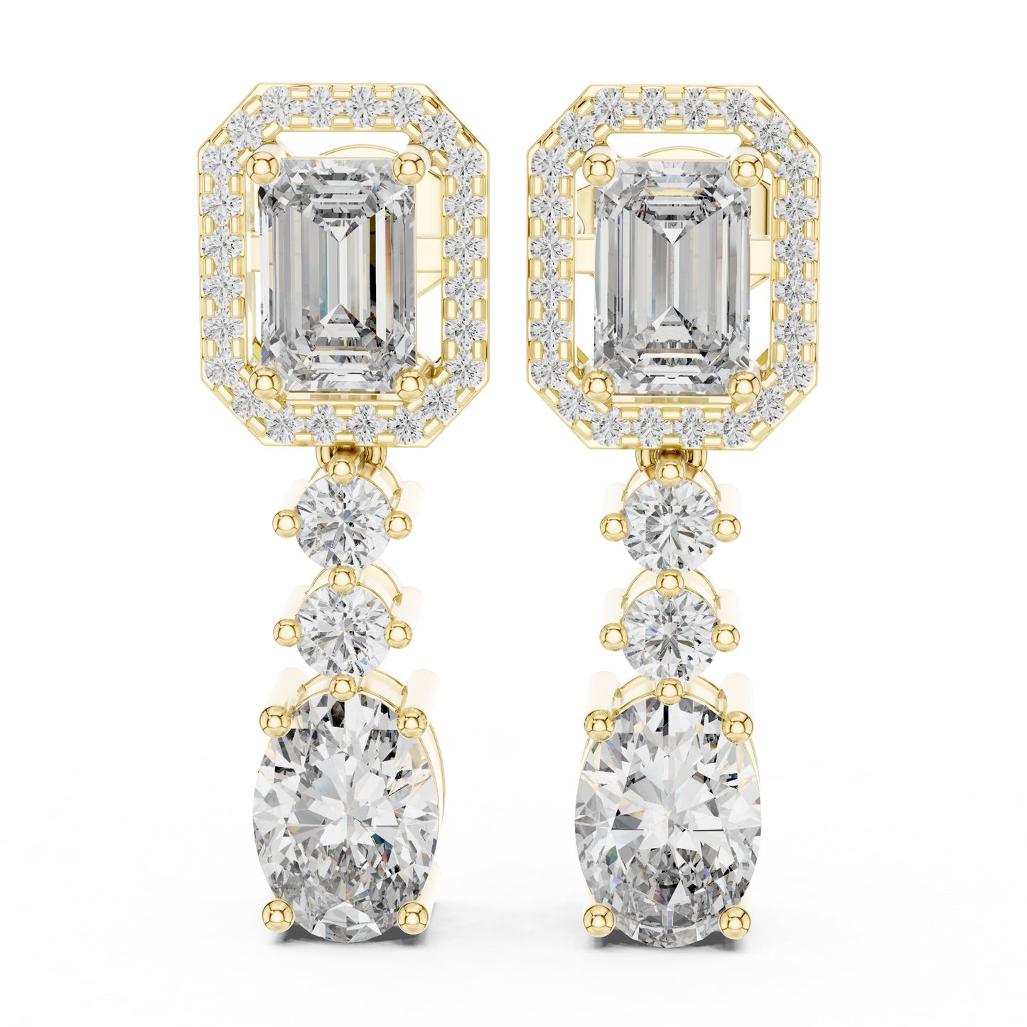 Mixed Shape Lab Grown Diamond Dangle Earrings
