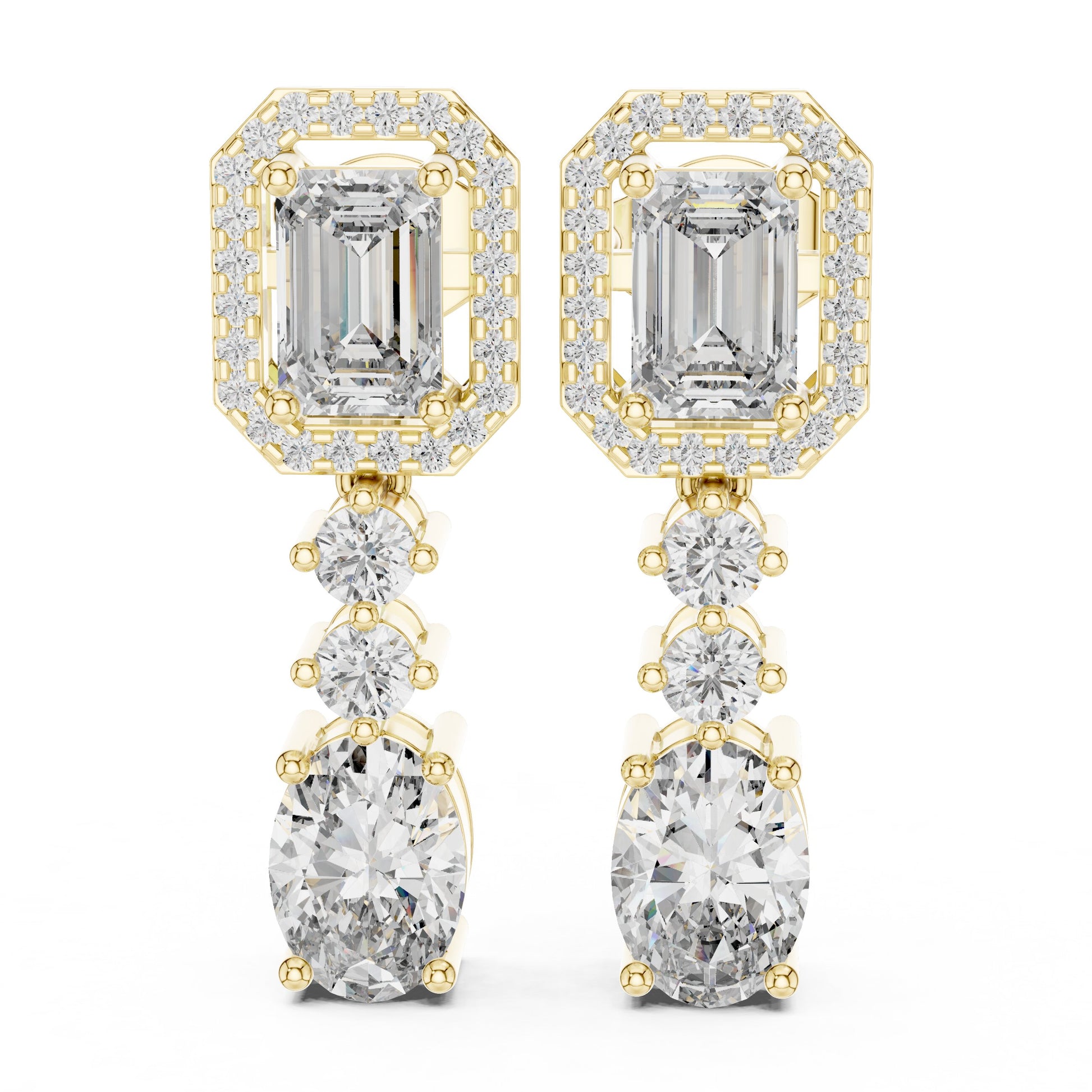 Mixed Shape Lab Grown Diamond Dangle Earrings