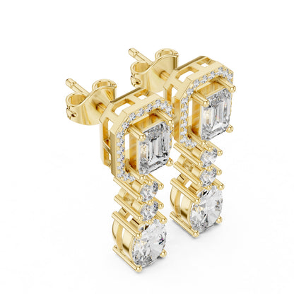 Mixed Shape Lab Grown Diamond Dangle Earrings