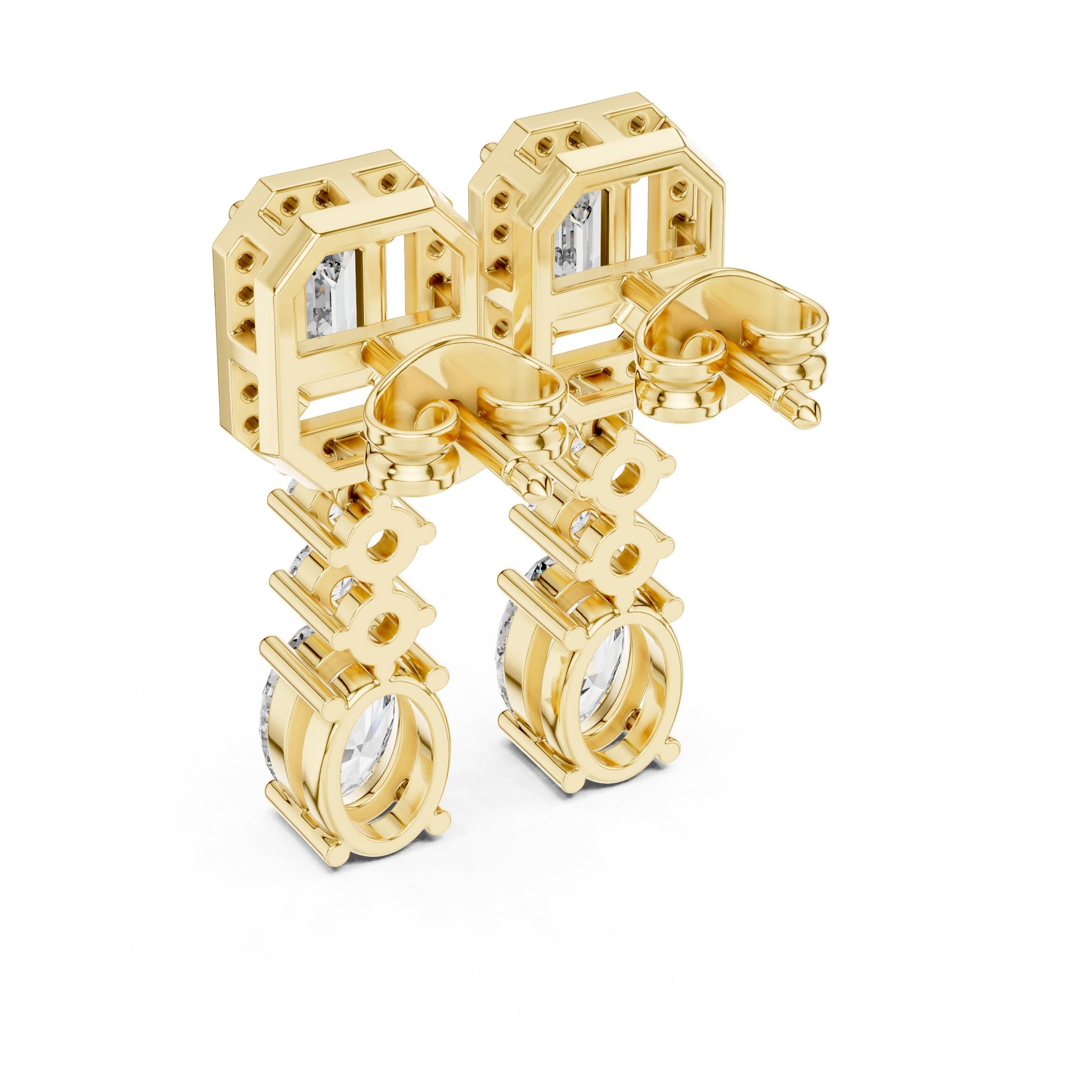 Mixed Shape Lab Grown Diamond Dangle Earrings