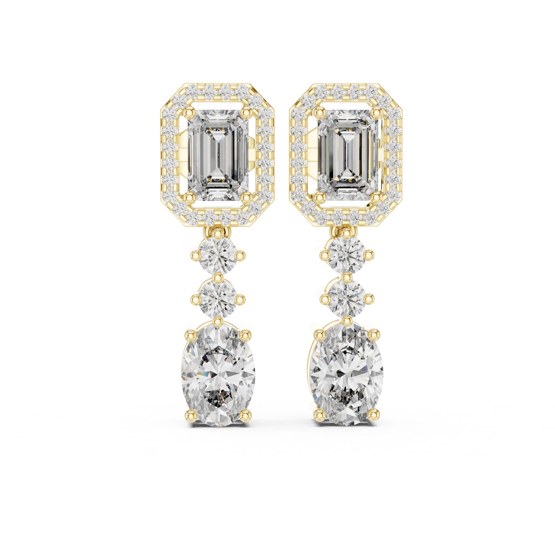 Mixed Shape Lab Grown Diamond Dangle Earrings