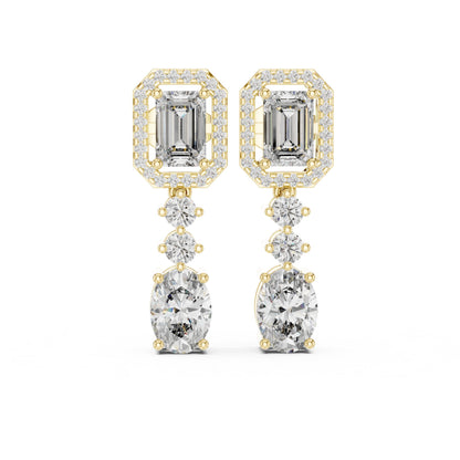 Mixed Shape Lab Grown Diamond Dangle Earrings